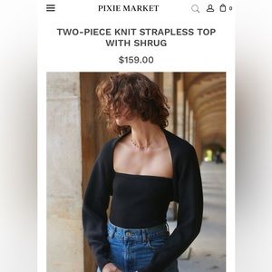 Pixie Market Two-Piece Knit Strapless Top with Shrug